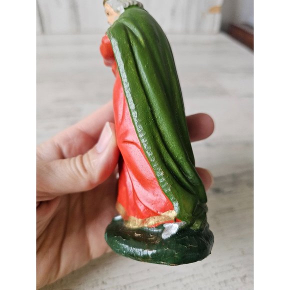 Vintage Germany Wiseman paper mache incense nativity figurine stable Xmas decor - Picture 8 of 10